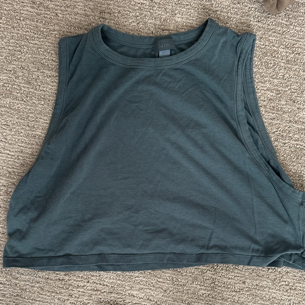 Skims Women's Cropped Muscle Tank Top - Slate Green Size M